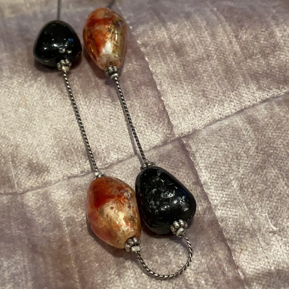 Abstract Glass Artesian Beaded Station Necklace - Picture 6 of 7